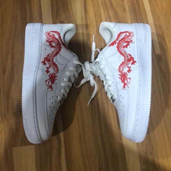 Custom Red Dragon Nike Air Force 1 ‘07 size 8.5 - Picture 3 of 6